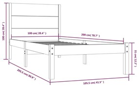 Estrutura de cama 100x200 cm pinho maciço