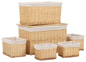 170779 vidaXL 6 pcs conjunto de cestos de encastrar salgueiro natural