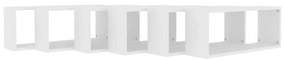 Prateleiras parede forma de cubo 6 pcs derivados madeira branco