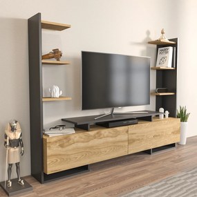 Móvel TV Ava – Carvalho/Preto – 183,6x140x31,7 cm