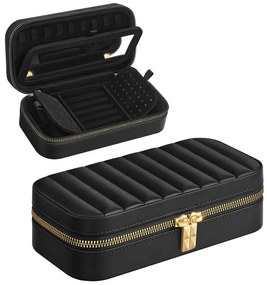 Caixa de joias de viagem com superfície em PU e acolchoamento | SONGMICS HOME | 20.5 x 11.2 x 6 cm | JBC180B01.