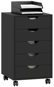 Bloco de Gavetas com Rodas Bloco de Gavetas para Escritório com 5 Gavetas  40x40x67 cm Preto