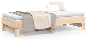 Sofá-cama de puxar 2x(75x190) cm madeira de pinho maciça