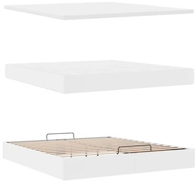 Estrutura de cama otomana com colchão branco couro falso