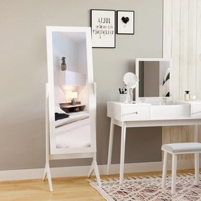 Espelho de maquiagem Recliner Nórdico para sala de estar Quarto de madeira branco 47x46x148cm