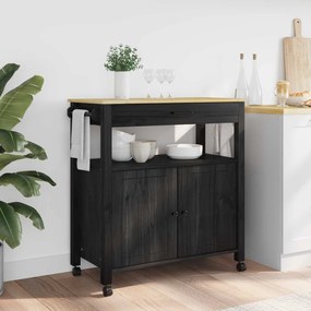 vidaXL Carrinho de Cozinha Preto 88,5 x 40 x 48 cm