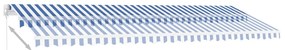 Toldo retrátil manual independente 500x300 cm azul e branco