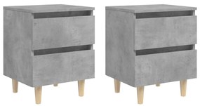 vidaXL Mesas cabeceira 2pcs c/ pernas pinho 40x35x50cm cinza cimento