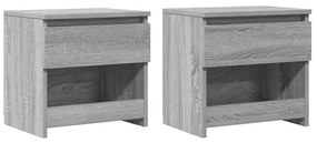 Mesa cabeceira 2pcs 40x30x39cm derivado madeira cinzento sonoma