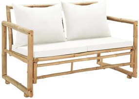 Sofá de jardim de 2 lugares com almofadões de bambu
