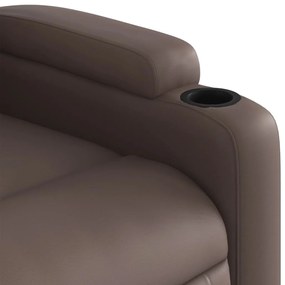 Poltrona reclinável elevatória couro artificial castanho