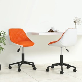 vidaXL Cadeiras jantar giratórias 2 pcs couro art. laranja/branco