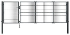 Portão de jardim com postes 350x100 cm aço antracite