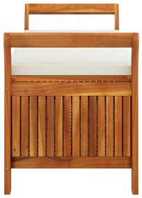 Banco de arrumação p/ jardim c/ almofadão 126 cm acácia maciça