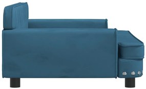 Cama para cães 90x53x30 cm veludo azul