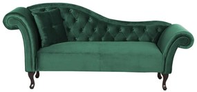 Chaise-longue em veludo verde escuro versão à esquerda LATTES Beliani