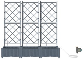 Jardinieras com Sistema de Irrigação de Água 3 pcs Cinza Claro