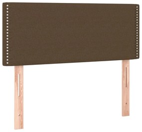 Cama box spring c/ colchão/LED 90x190 cm tecido castanho-escuro