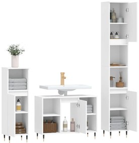 3 pcs conjunto móveis casa de banho derivados de madeira branco