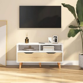vidaXL Móvel de TV 90x40x48,5 cm derivados de madeira branco/sonoma