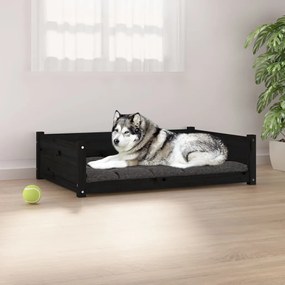 vidaXL Cama para cães 105,5x75,5x28 cm madeira de pinho maciça preto