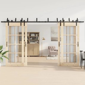 Kit de ferragens para porta deslizante 400 cm aço preto