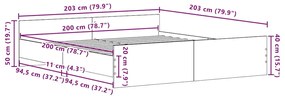 Cama vidaXL Madeira Velha 200x200 cm Painel de Madeira
