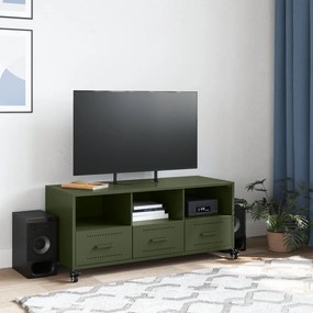 Móvel de TV 100,5x39x43,5 cm aço verde-azeitona