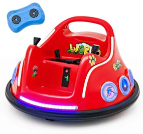 Carrinho de choques para crianças 12V com rotação de 360°, Luzes, controlo remoto, Música  73 x 73 x 43cm Vermelho