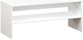 HOMCOM Mesa de Centro Mesa Auxiliar com Compartimento Aberto Mesa de Café para Sala de Estar 100x40x41,5 cm Branco Brilhante