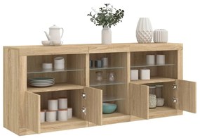 vidaXL Aparador com luzes LED 162x37x67 cm carvalho sonoma