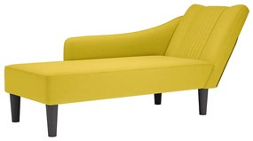 Chaise-longue com apoio de braço direito veludo amarelo