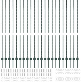 Postes de Cerca 22 pcs U-Channel Verde 200 cm Aço