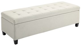 HOMCOM Banco Armazenamento Acolchoado Estofado Linho Tampa Abertura 125x49x415 cm Design Moderno Elegante Bege | Aosom Portugal