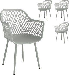 Outsunny Conjunto de 4 Cadeiras de Jardim Exterior em PP com Encosto Diamante  Apoios de Braços e Pés Metálicos 6x51x84 cm Cinzento | Aosom Portugal