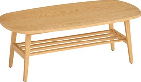 HOMCOM Mesa de Centro de 2 Níveis Moderna com Prateleira Aberta Inferior e Pernas de Madeira de Borracha 120x60x42 cm Madeira | Aosom Portugal