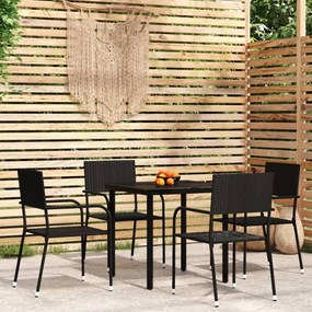 5 pcs conjunto de jantar para jardim preto