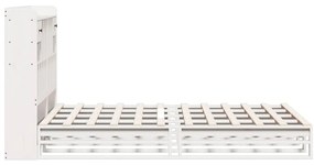 Cama com estante sem colchão 150x200 cm pinho maciço branco