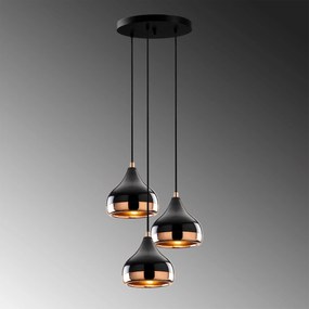 Candeeiro de Teto Yildo – Preto Cobre – Diâmetro 37 cm, Altura 111 cm