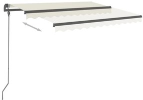 Toldo retrátil manual com postes 3,5x2,5 m cor creme