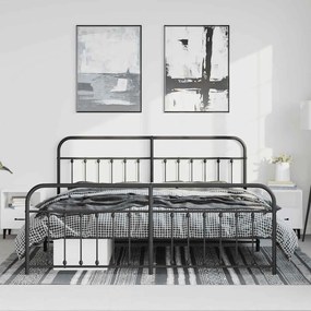 Estrutura de cama com cabeceira e pés 183x213 cm metal preto