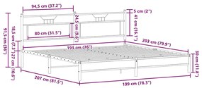Estrutura de cama sem colchão 193x203cm metal carvalho sonoma
