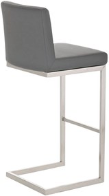Banco de bar Paros em couro sintético 42 x 104 x 48 cm Cinzento