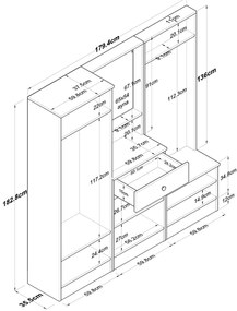 Hall Stand M3 – Branco – 179,4x182,8x37,3 cm