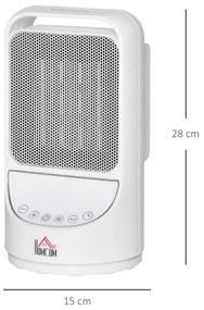 Aquecedor Cerâmico Portátil 2 Níveis de Potência 1000W/2000W com Controle Remoto Temporizador de 12h 3 Modos de Aquecimento e Oscilação de 45° Silenci
