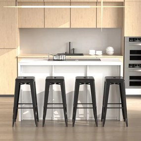Conjunto de 4 Bancos Interiores e Exteriores de Metal Estilo Industrial 43x43x76 cm