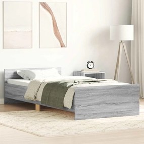 Estrutura cama 100x200 cm derivados de madeira cinzento sonoma