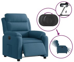 Poltrona de massagens reclinável veludo azul