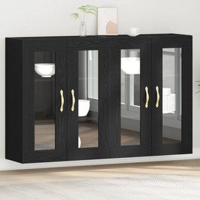 vidaXL Armários de Parede 2 pcs Preto Carvalho 69,5x34x90 cm Madeira de Engenharia