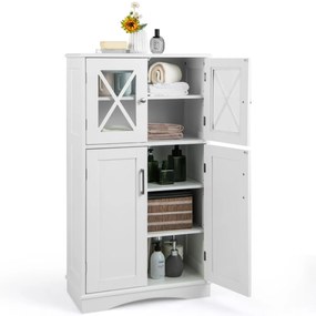 Armário de casa de banho com portas e estantes reguláveis 60 x 30 x 108 cm Branco